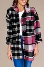 Load image into Gallery viewer, Black Plaid Colorblock Loose Shacket