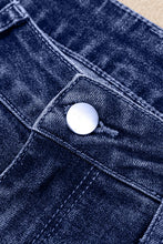 Load image into Gallery viewer, Real Teal Folded Cuffs Distressed Straight High Waist Jeans