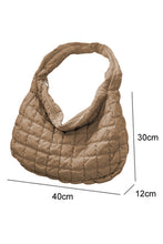 Load image into Gallery viewer, Light French Beige Quilted Zipper Large Shoulder Bag