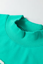 Load image into Gallery viewer, Sea Green Oversize Blessed Embroidered Mock Neck Sweatshirt
