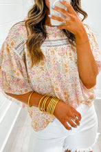 Load image into Gallery viewer, Multicolor Floral Print Wide Ruffle Sleeves Blouse
