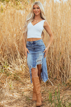 Load image into Gallery viewer, Dearlove Myosotis Irregular Distressed Bottom Denim Midi Skirt