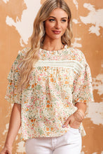 Load image into Gallery viewer, Multicolor Floral Print Wide Ruffle Sleeves Blouse