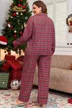 Load image into Gallery viewer, Red Plaid Printed Shirt and Pants Plus Size Lounge Set