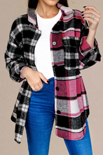 Load image into Gallery viewer, Black Plaid Colorblock Loose Shacket