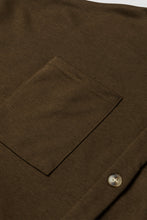Load image into Gallery viewer, Dark Brown Button Up Contrast Knitted Sleeves Hooded Jacket