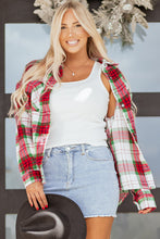 Load image into Gallery viewer, Red Christmas Plaid Casual Flannel Shacket