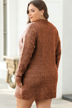 Load image into Gallery viewer, Coffee Cable Knit Drop Shoulder Loose Fit Sweater Dress