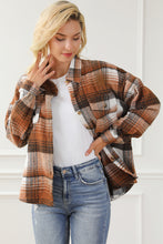 Load image into Gallery viewer, Brown Plaid Flap Pockets Shacket