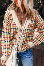 Load image into Gallery viewer, Multicolour Dotty Pattern Knit Button Front V Neck Sweater Cardigan