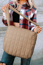 Load image into Gallery viewer, Light French Beige Quilted Zipper Large Shoulder Bag