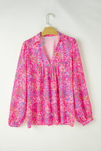 Load image into Gallery viewer, Bonbon Abstract Print Collared V Neck Babydoll Blouse