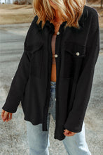 Load image into Gallery viewer, Black Contrast Flap Pockets Relaxed Shacket