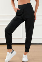 Load image into Gallery viewer, Black Exposed Seam High Waist Pocketed Joggers