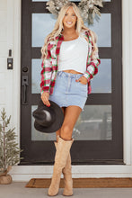 Load image into Gallery viewer, Red Christmas Plaid Casual Flannel Shacket