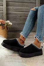 Load image into Gallery viewer, Black Contrast Print Suede Plush Lined Snow Boots