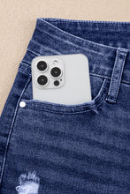 Load image into Gallery viewer, Real Teal Folded Cuffs Distressed Straight High Waist Jeans