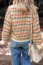 Load image into Gallery viewer, Multicolour Dotty Pattern Knit Button Front V Neck Sweater Cardigan
