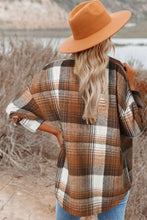 Load image into Gallery viewer, Brown Plaid Flap Pockets Shacket
