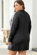 Load image into Gallery viewer, Black Cable Knit Drop Shoulder Loose Fit Sweater Dress