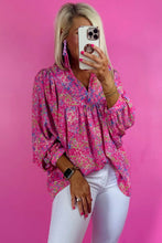 Load image into Gallery viewer, Bonbon Abstract Print Collared V Neck Babydoll Blouse