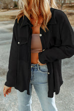 Load image into Gallery viewer, Black Contrast Flap Pockets Relaxed Shacket

