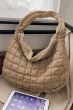 Load image into Gallery viewer, Light French Beige Quilted Zipper Large Shoulder Bag

