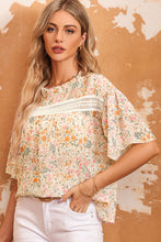 Load image into Gallery viewer, Multicolor Floral Print Wide Ruffle Sleeves Blouse
