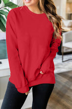 Load image into Gallery viewer, Red Plain Crew Neck Pullover Sweatshirt
