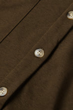 Load image into Gallery viewer, Dark Brown Button Up Contrast Knitted Sleeves Hooded Jacket

