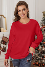 Load image into Gallery viewer, Red Plain Crew Neck Pullover Sweatshirt
