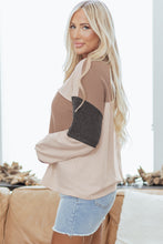 Load image into Gallery viewer, Jet Stream Color Block Waffled Patchwork Loose Henley Top
