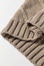 Load image into Gallery viewer, Simply Taupe Cable Knit Colorblock Satin Bowknot Short Sleeve Sweater
