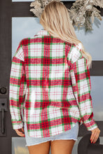 Load image into Gallery viewer, Red Christmas Plaid Casual Flannel Shacket
