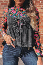 Load image into Gallery viewer, Rose Slim Fit Floral Mesh Long Sleeve Mock Neck Top
