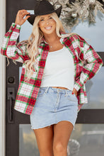 Load image into Gallery viewer, Red Christmas Plaid Casual Flannel Shacket
