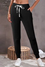 Load image into Gallery viewer, Black Drawstring Elastic Waistband Pocketed Joggers
