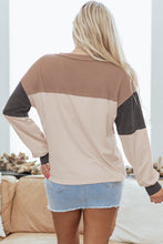 Load image into Gallery viewer, Jet Stream Color Block Waffled Patchwork Loose Henley Top

