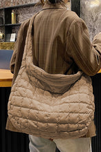 Load image into Gallery viewer, Light French Beige Quilted Zipper Large Shoulder Bag
